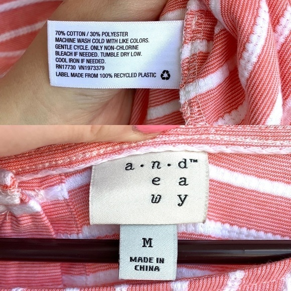 A New Day Casual Textured Stripe Pink Button Bell Sleeve Blouse Size Medium - Picture 9 of 15